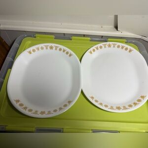 Set of 2 vintage Corelle Butterfly Gold large serving platters